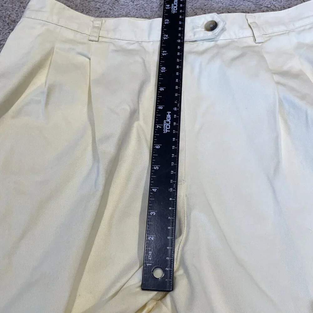 Charter Club Bermuda Twill Shorts Women's 14 Yellow Pleated Cuffed 100% Cotton